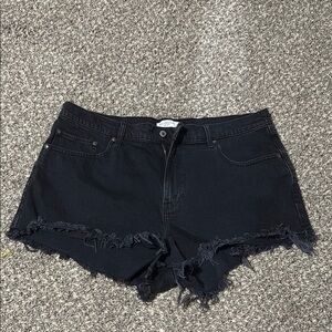 Black Distressed Denim Shorts